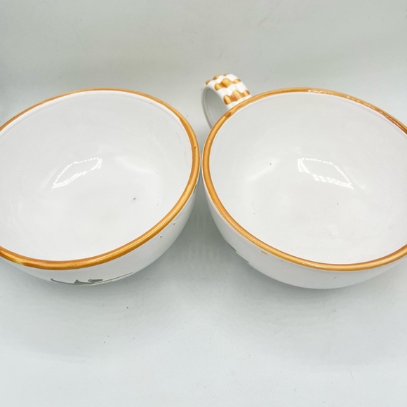 Vintage Italian Hand Painted Set of 2 Soup Mugs Sunflowers EUC 3”T 5.5” Diameter - Picture 5 of 6